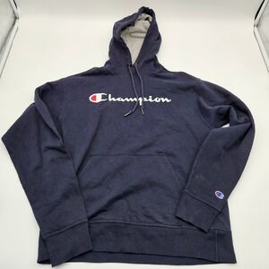 Champion Navy Blue Graphic Hoodie Sweatshirt Authentic‎ Athleticwear M